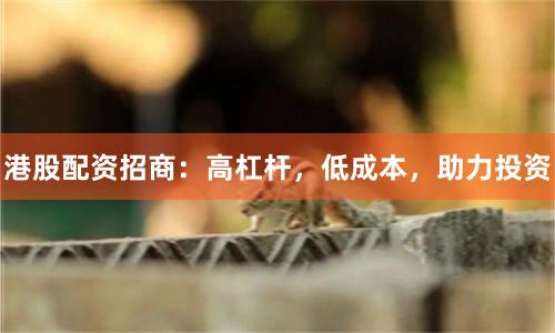 港股配资招商：高杠杆，低成本，助力投资